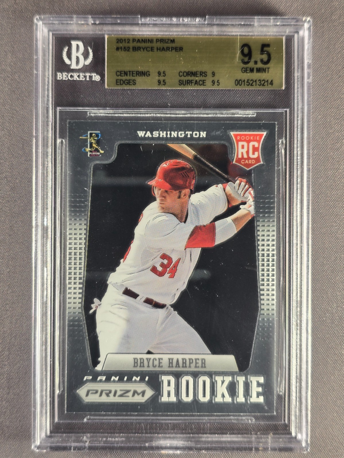2012 Panini Prizm #152 Bryce Harper Rookie Card RC BGS 9.5 Gem Mint