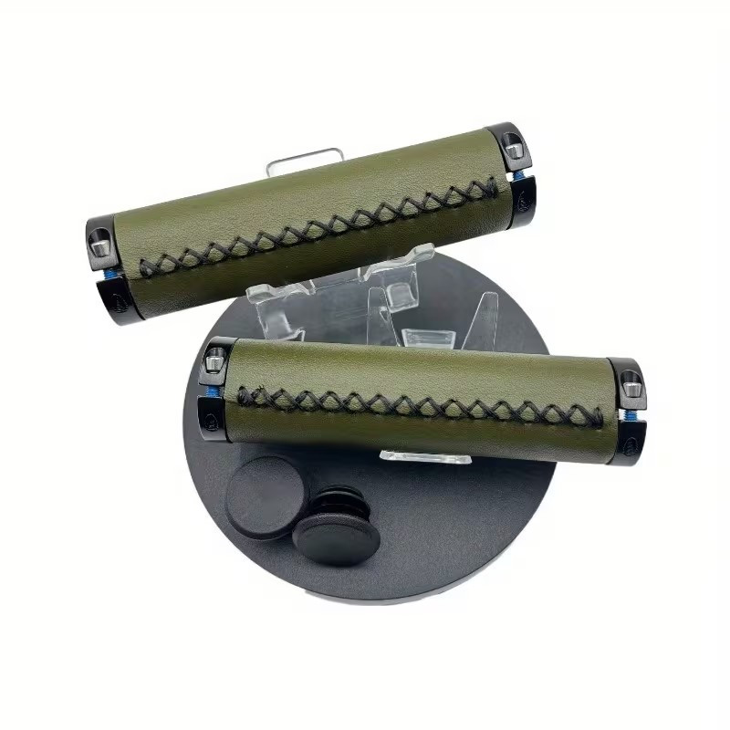 Poignées vélo Lock-Off antidérapantes couleur olive avec serrage alu