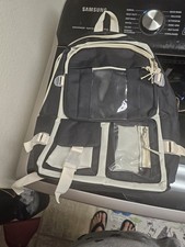 Black Beige Backpack and Shoulder Bag Set, Multiple Pockets