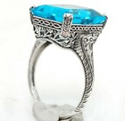 10CT Heat Treated Blue Topaz 925 Sterling Silver Victorian Style Ring Sz 8 — photo 3
