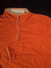 Mens Large G.H Bass 1/4 Zip Fleece Sweatshirt Orange