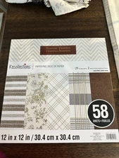 Recollections Paper Pad 12x12 58 Sheets "Natural Textiles” 29 Designs Acid Free