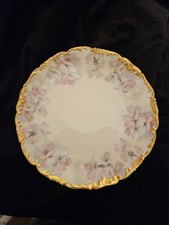 Antique Tressemanes  Vogt Limoges Handpainted Plate, Gold Trim, 19 C.
