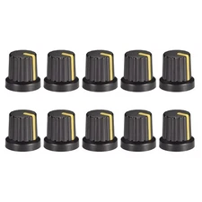 10Pcs Speaker Effect Pedal Amplifier Black Potentiometer Knob Yellow Mark