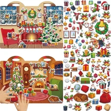 Christmas 3D Puffy Sticker Play Set Xmas Activity Book for Kids Toddlers 2-4 Toy