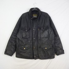 Barbour Sapper Waxed Jacket Mens XLarge Black Quilted Hooded