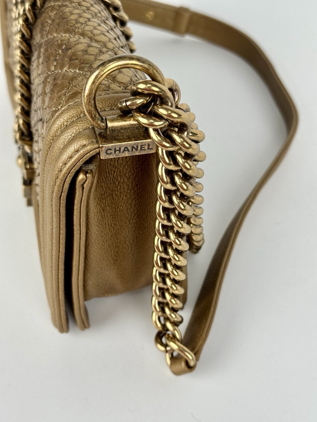 Chanel Medium Boy Flap Bag Python & Leather Trim … - image 13