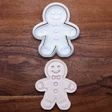 Gingerbread Man Cookie Cutter with Stamp – Christmas Baking Holiday Craft Mold