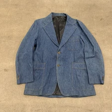 Vintage Levis Blazer Men's 42R Blue Panatela Denim Western Sport Coat Jacket