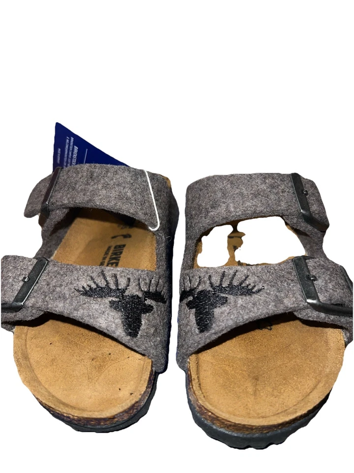 NEW Birkenstock Arizona Kids Wool Felt Gray Elk Sandals US K 8 Narrow 1007124 - Image 2 of 4