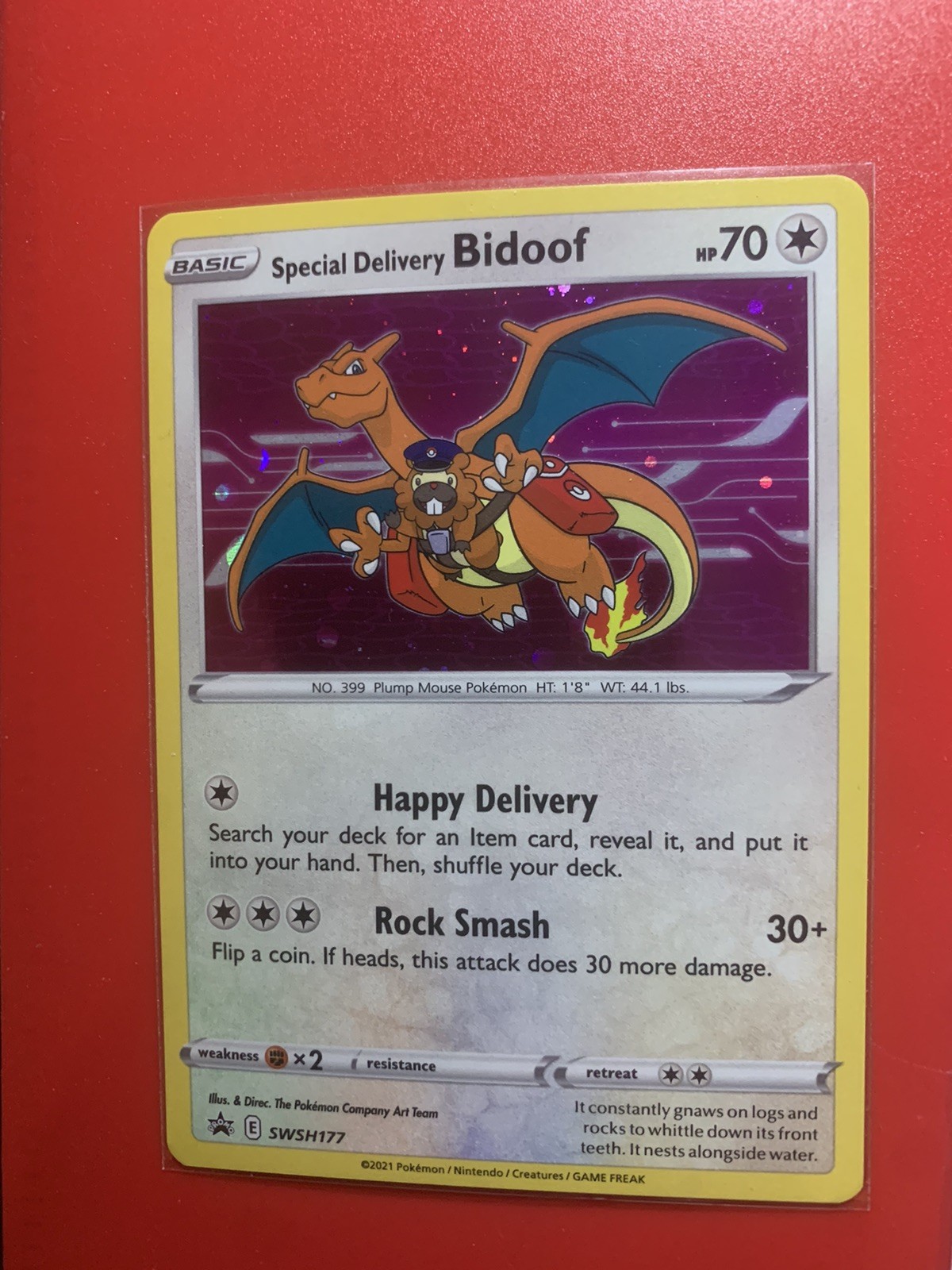 Special Delivery Bidoof - SWSH177 - Pokemon Sword & Shield Promo Holo Card NM