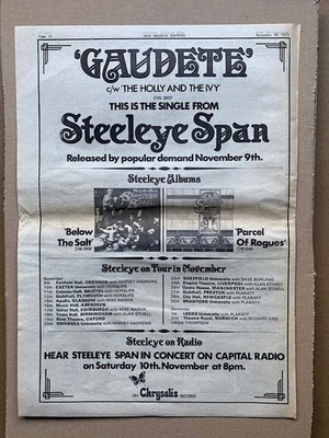 STEELEYE SPAN GAUDETTE/TOUR (B) POSTER SIZED original music press advert from 19