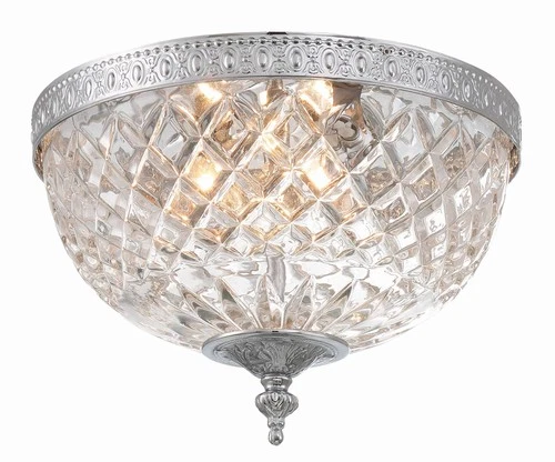 Crystorama Bowl Lead Crystal 10"W Chrome Ceiling Light - Picture 2 of 7