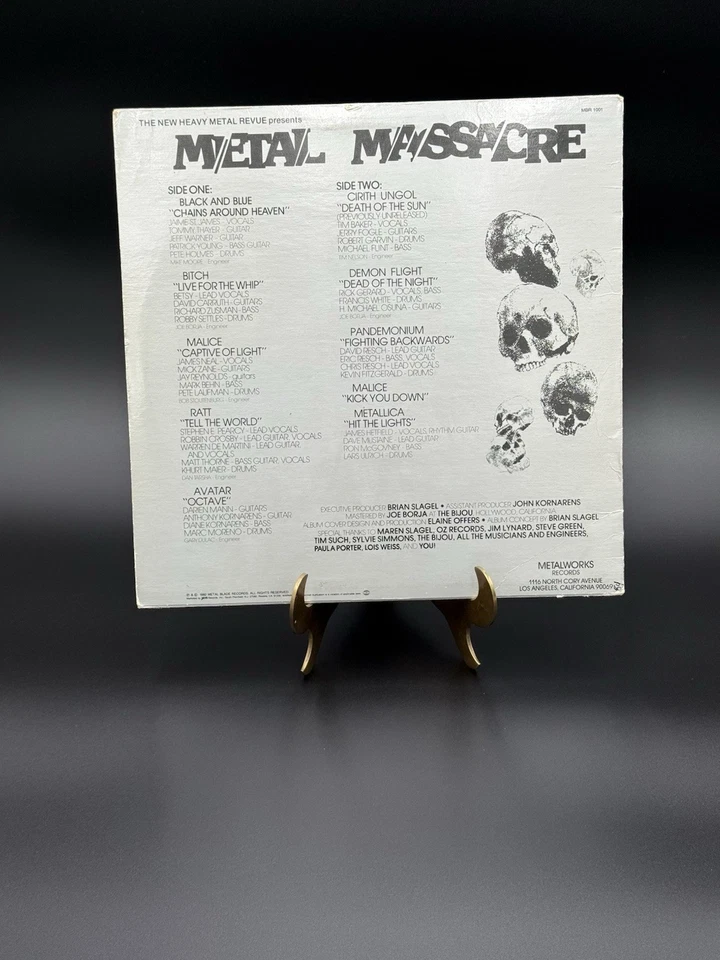 Metal Massacre I LP 1982/1984 Metal Blade MBR 1001 METALLICA Hit the Lights EX - Image 3 of 4