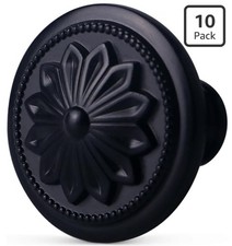 Kitchen Cabinet Knobs, 10 Pack Matte Black Zinc Alloy, 1-2/5'' Round Handles ...