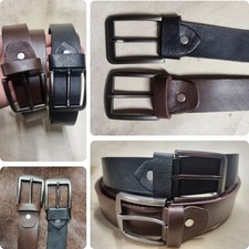 Real Leather Belt Men Women Iron Buckle Black/Brown 4 cm wide