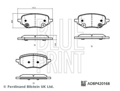 BLUE PRINT Bremsbelagsatz Scheibenbremse ADBP420168 für MG HS AS23 SAS23