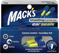k s Ear Seals Shooting Earplugs, 1 Pair with Detachable Cord - 26db High NRR