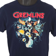 Gremlins T Shirt Mens Size Medium Blue Retro 80s Gizmo Stripe Mogwai Greta