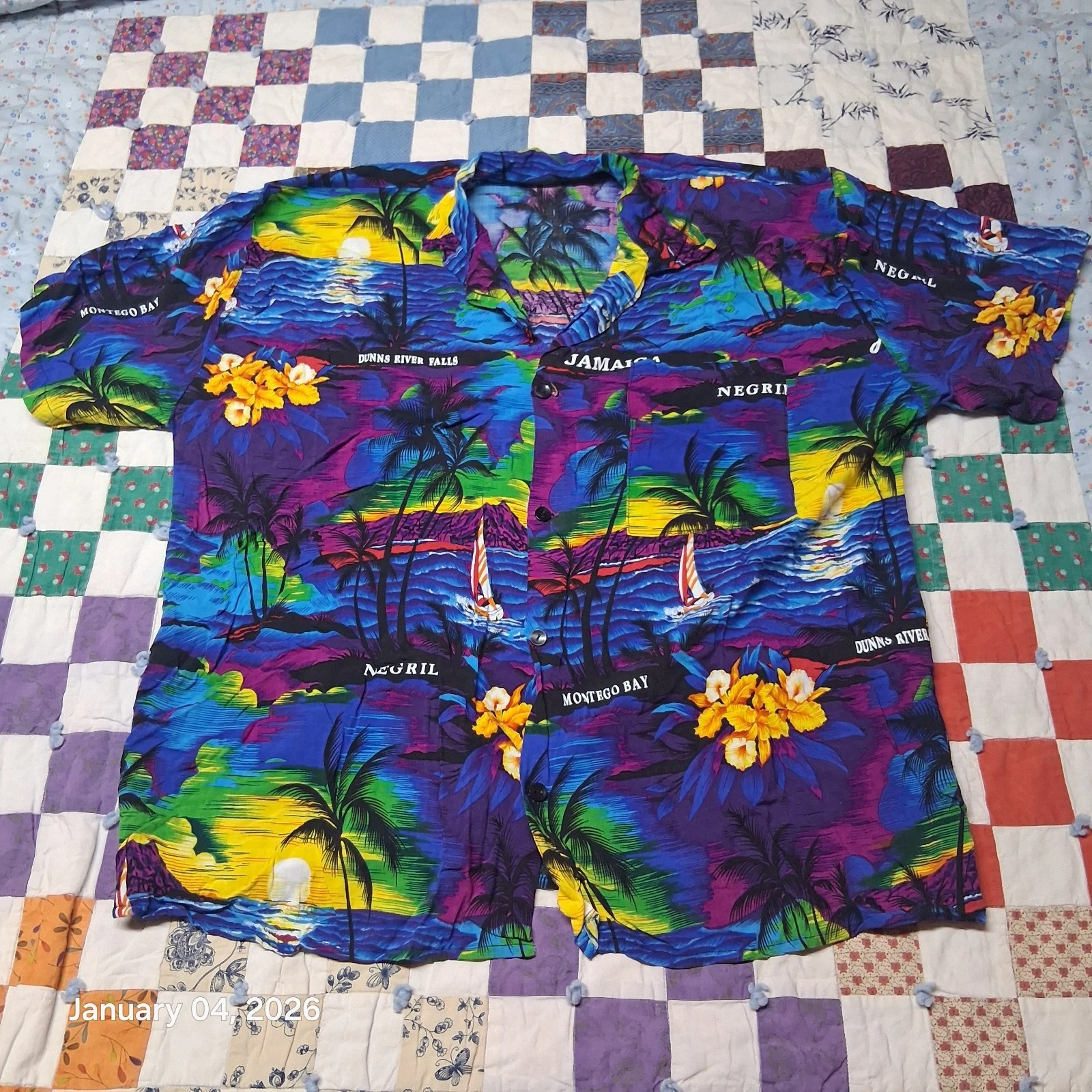 VTG Tropical Print Hawaiian Shirt Size XL Blue Tourist Lightweight AOP Bright
Opens in a new window