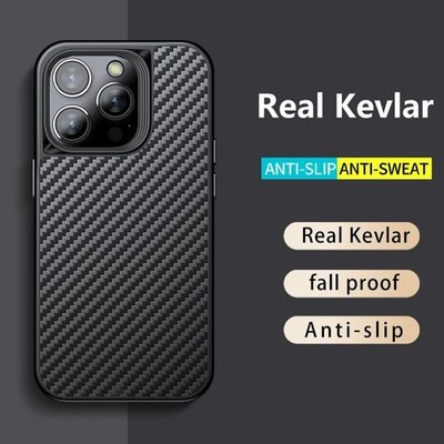 wlons Magsafe Kohlefaser Kevlar TPU Hülle Schwarz iPhone 14 Pro Max