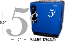 (5-1) 6" (5 CENT) WHITE DECAL FOR SUNDROP COCA COLA AND PEPSI COOLERS SODA POP