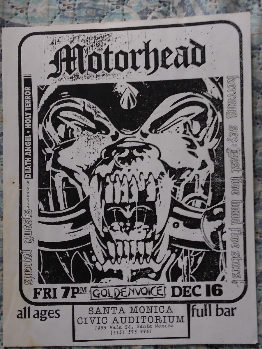 Vintage Motorhead / Death Angel / Holy Terror Concert flyer 1988