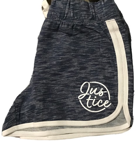 Justice Girls Dolphin Shorts Blue 10 Cotton Elastic Waistband Stretch Logo - Picture 4 of 11