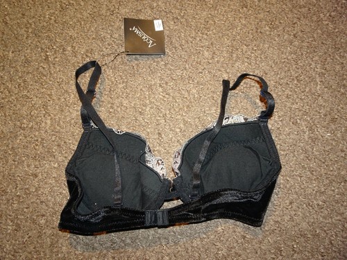 Acousma Paris Sexy Black Velvet Gold Lace Underwired Push Up Bra Lingerie Goth - Picture 3 of 5