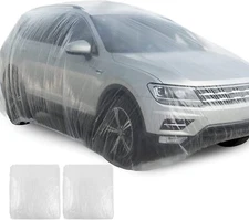 1-2pc Clear Plastic Temporary Universal Disposable Car Cover Rain Dust Garage US