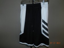 Adidas Mens Medium Shorts Soccer Black White Embroidered Logo Aeroready EUC