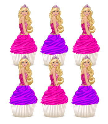 14x EDIBLE Barbie Princess half body wafer card cupcake cake