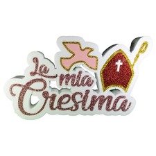 Scritta “La Mia Cresima” in Polistirolo con Colomba Rosa – Decorazione Elegante