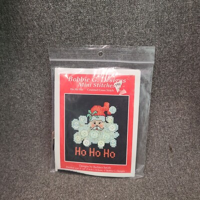 Bobbie G Designs Mini Stitches Santa Head Ho Ho Ho Counted Cross Stitch Kit New