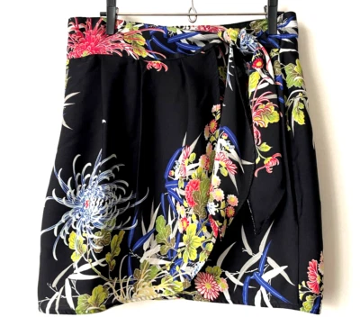Mini JUPE Noir superposé devant motif Kimono Japon ZARA Basic XS H=43cm NEUVE - Photo 1/4