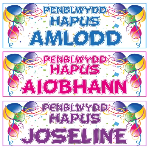 5 STAR BANNERS 2 PERSONALISED PENBLWYDD HAPUS WELSH BIRTHDAY BANNERS - 800mm x 297mm