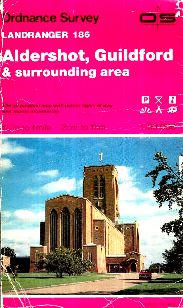 ORDNANCE SURVEY MAP, LANDRANGER 186, ALDERSHOT, GUILDFORD