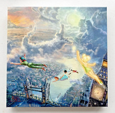 THOMAS KINKADE DISNEY TINKER BELL & PETER PAN FLY TO NEVERLAND WRAPPED CANVAS
