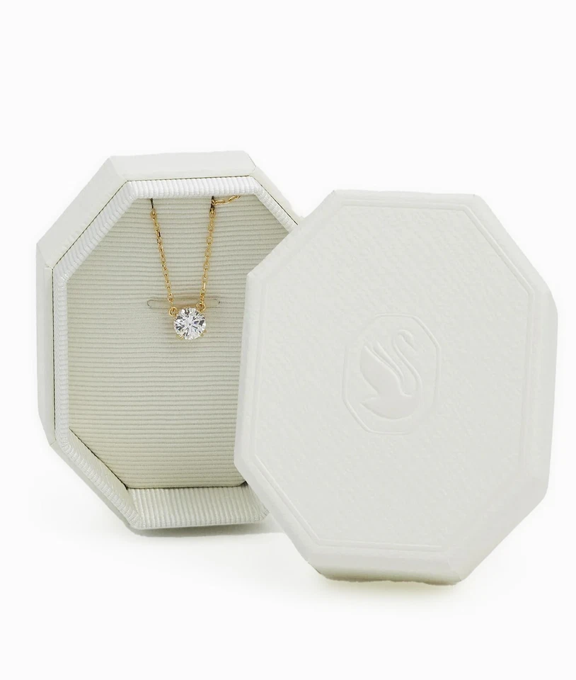 NEW 100% Authentic SWAROVSKI Gold White Crystal Round Pendant Necklace 5636703 - Image 4 of 4