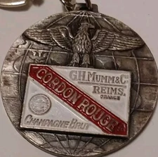 Cordon Rouge Keychain Champagne Brut G.H.Mumm Metal Vintage Red & White w/Eagle