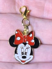 Gold Minnie Mouse Charm Zipper Pull  Keychain Add On Clip 