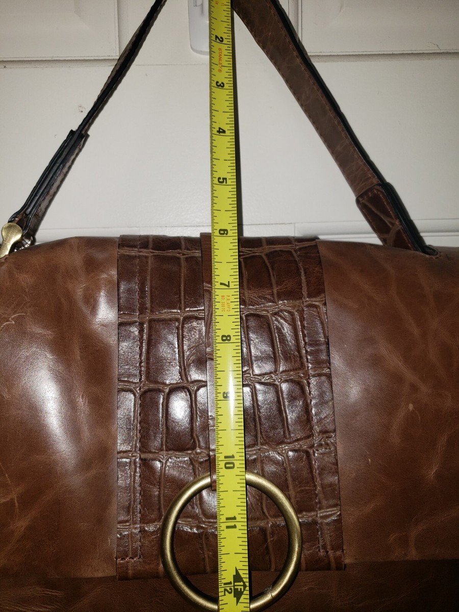 Nino Bossi Genuine Brown Leather Purse Handbag With Floral Lining