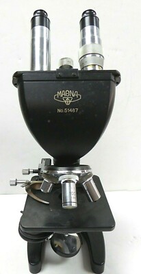 Vintage Microscope Tokyo Optical Company, Magna E3N Bi & Mono With Wooden Case