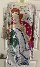 Women Silk HD In Paris Shift Dress Casual Work Multicolor 3/4 Sleeve Size 4