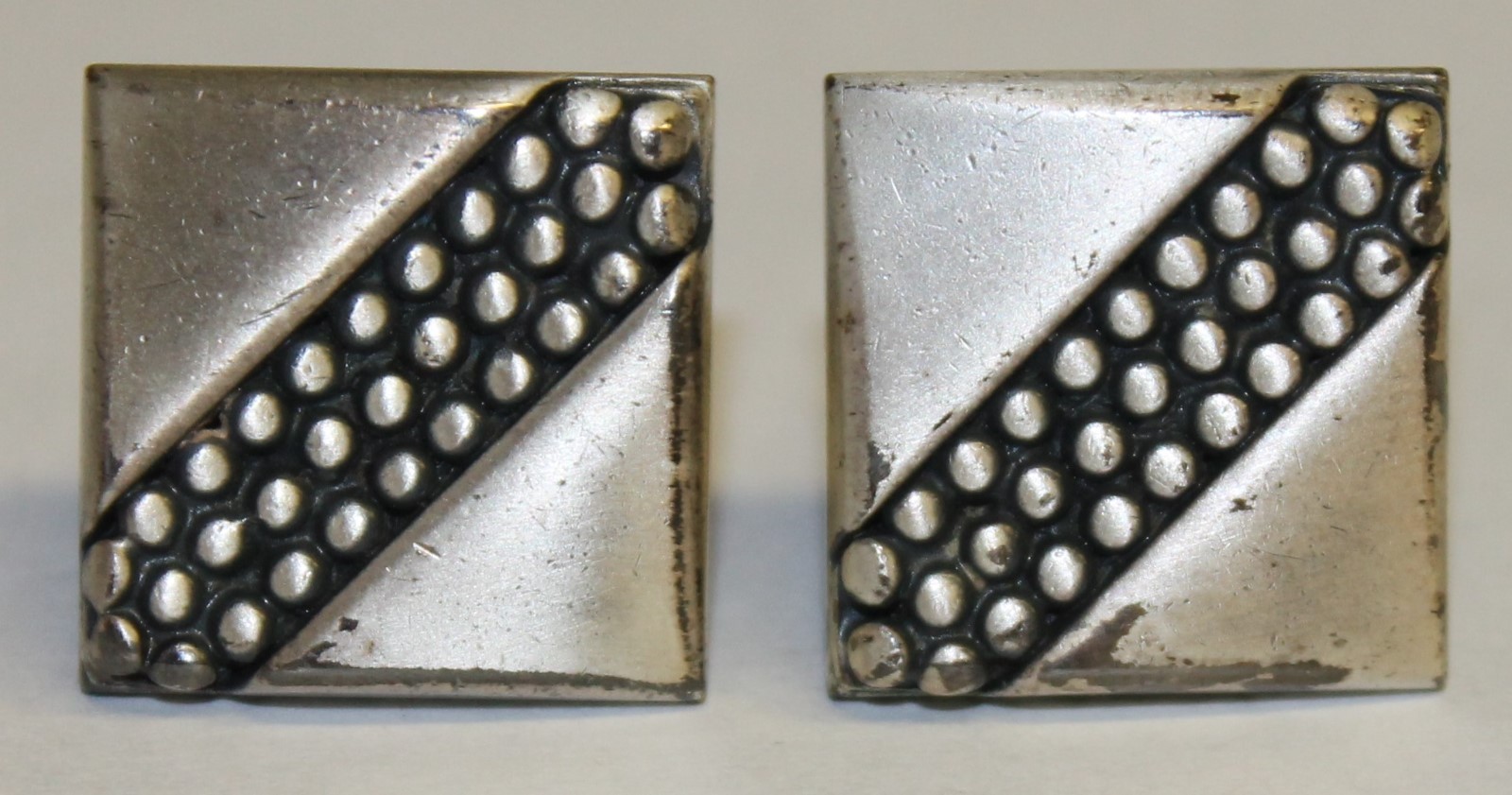 Swank Silver Tone Square Cufflinks Industrial Sta… - image 1