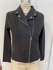 Nwt Next Brand Black Stretch Twill Belted Moto Jacket Sz Us Med Uk 10 Belt Zip