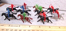 vintage 1960s set of 10 plastic Cowboys  Native Americans on Horseback toys