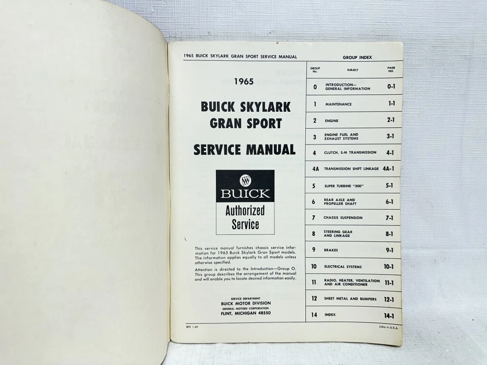 1965 Buick Skylark Gran Sport Original OEM Shop / Service Manual - Imagem 3 de 4