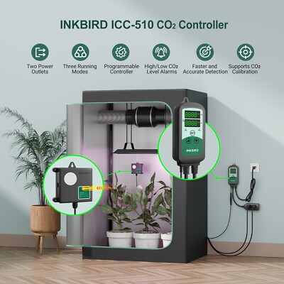INKBIRD Digital CO2 Controller ICC-510 Regulator Light Sensor Greenhouse Tent US