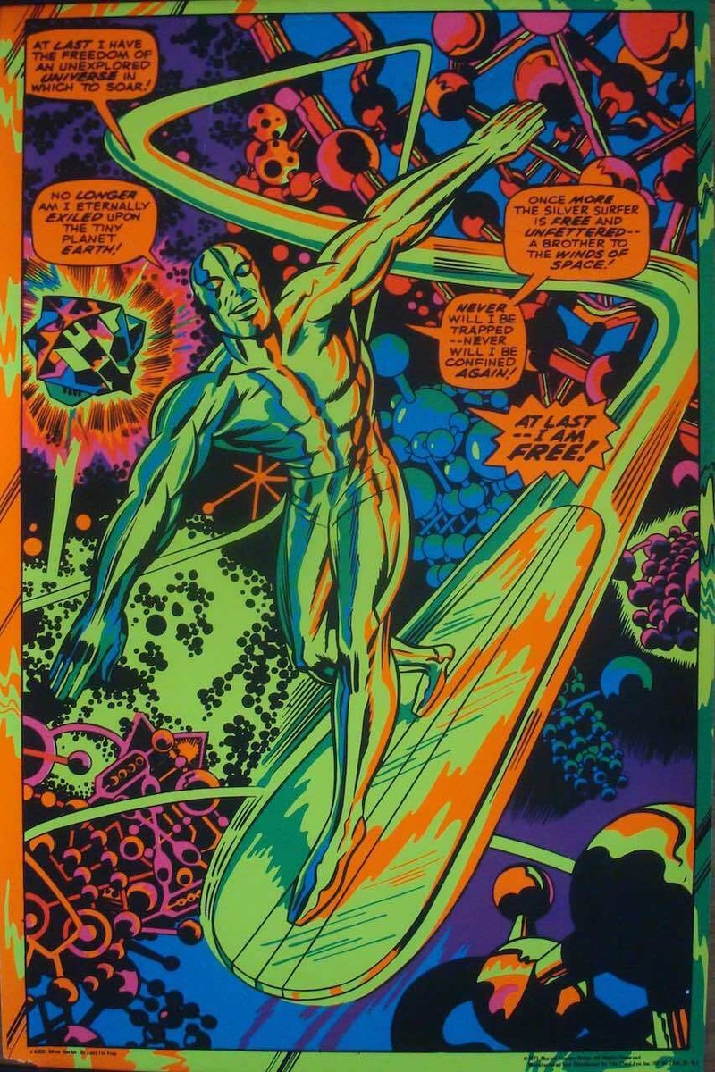 SILVER SURFER I'M FREE MARVEL THIRD EYE Black light poster TE4005